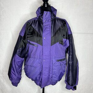 Vintage Alpine Ski Snow Jacket Purple / Black Sz XL Multi Pocket Full Zip